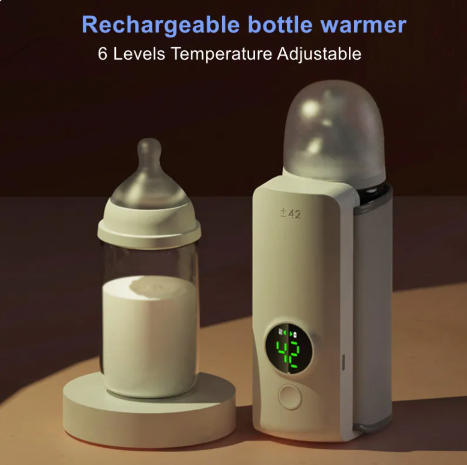 Portable Baby Bottle Warmer for Travel – USB Rechargeable Milk Heater with Adjustable Temperature